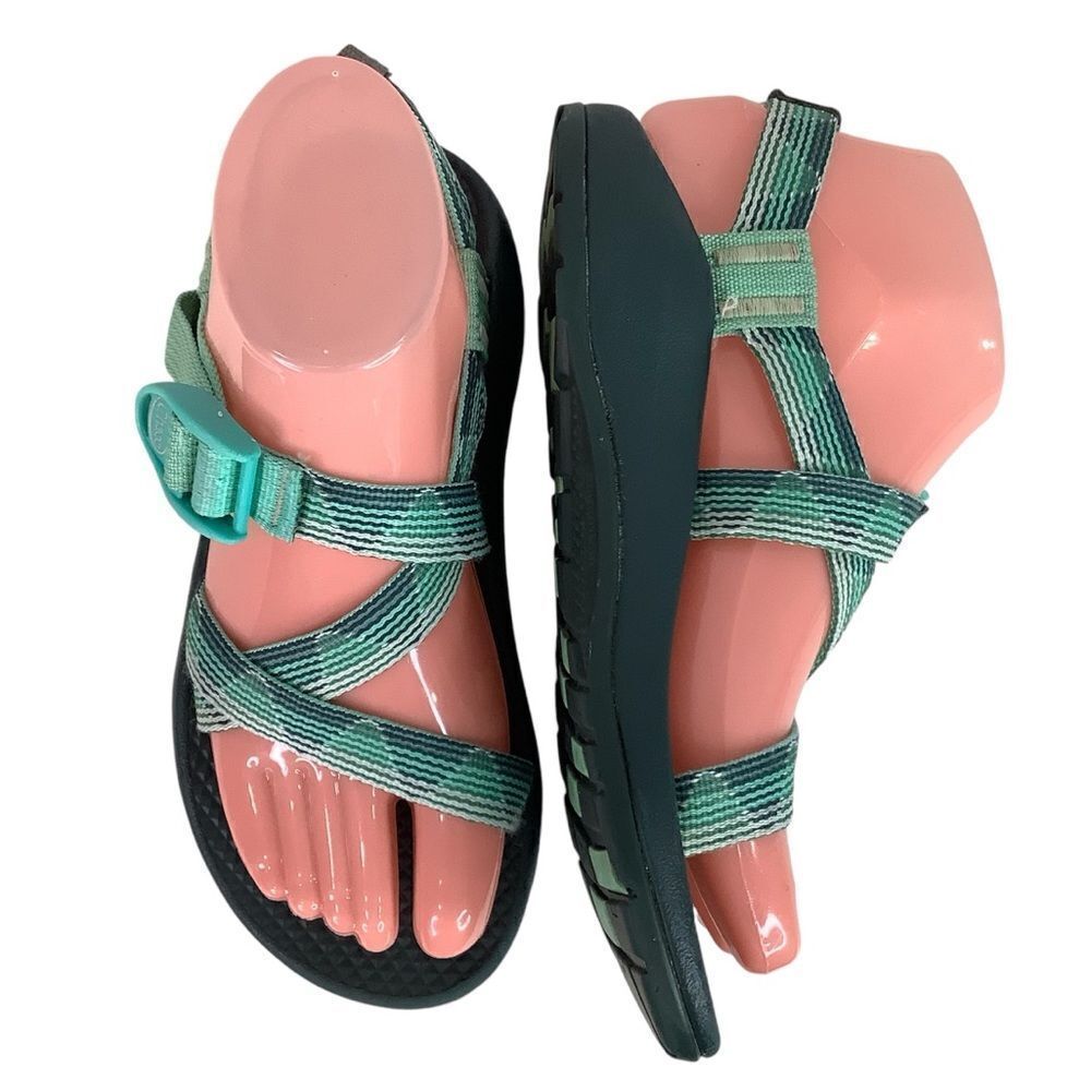 Chaco Webbing Comfort Multicolor Green Strip Strap Children Sandal Shoes Sz C3”
